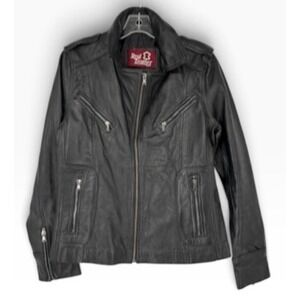Real Leather Biker Jacket Women XL Black Excellent Vintage 70s Gothic Bikercore